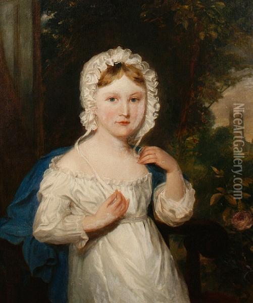 Portrait Of Mary Perceval, Daughter Of Thehonorable Reverend Charles George Perceval, At Age 4 Oil Painting - James Holmes
