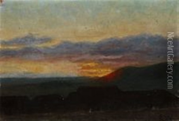 Sunset Behind The Mountains Oil Painting - Lili Elbe