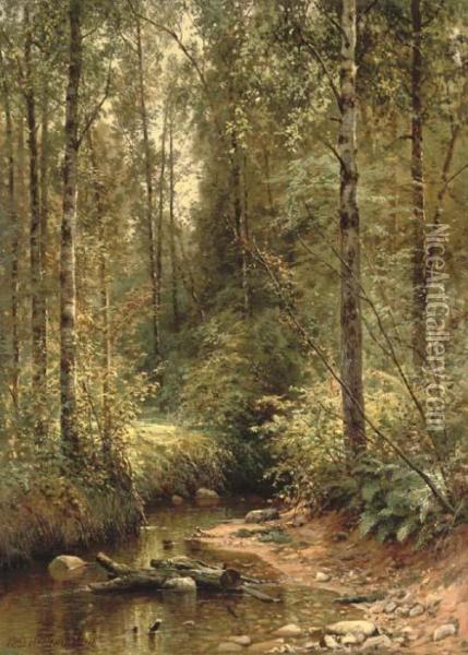 A Forest Stream Oil Painting - Ivan Shishkin