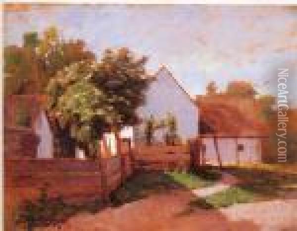 Le Village En Hongrie. Oil Painting - Jozsef Rippl-Ronai