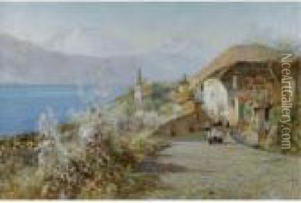 The Pilgrims' Path: Sacro Monte D'orta Oil Painting - David Murray