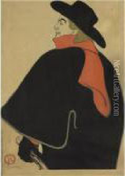 Aristide Bruant Dans Son Cabaret (d. 348; A. 15; W. P9; Adr. 12) Oil Painting - Henri De Toulouse-Lautrec