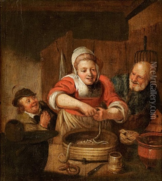 Die Wurstmacherin Oil Painting - Adriaen Brouwer