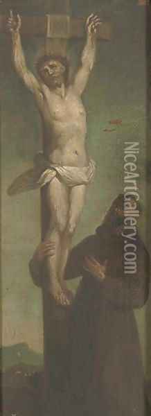 The Crucifixion with Saint Francis Oil Painting - North-Italian School