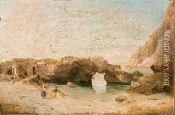 Marina Piccola A Capri Oil Painting - Teodoro Guglielmo Witting