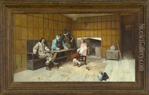 Game Of Dice Oil Painting - Frederick William Davis