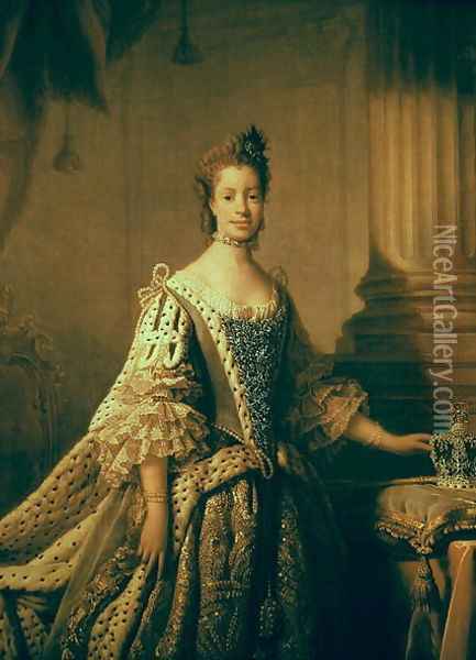 Charlotte Sophia of Mecklenburg-Strelitz, 1762 Oil Painting - Allan Ramsay
