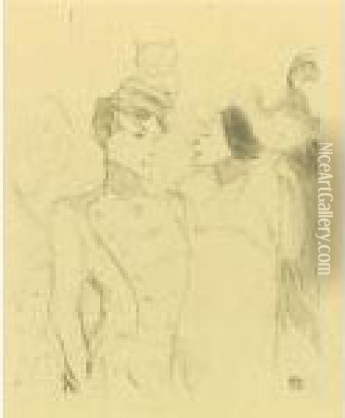 Lender Et Lavalliere, Dans Une Revue Aux Varietes (d. 109; A. 135; W. 110; Adr. 119) Oil Painting - Henri De Toulouse-Lautrec