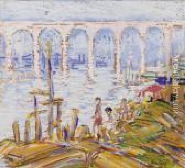 High Bridge Harlem River Oil Painting - George Luks