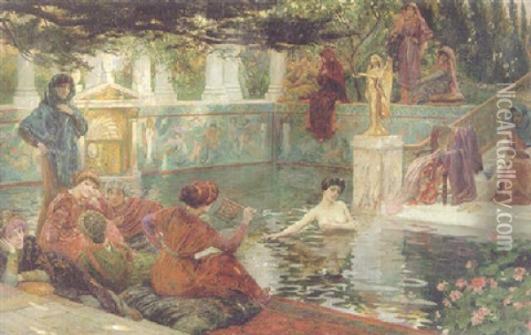 Le Bain De Theodora Oil Painting - Georges Antoine Rochegrosse