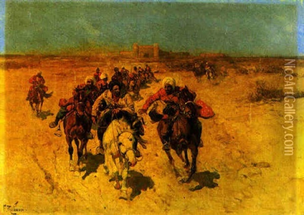 A Game Of Baiga Oil Painting - Franz Roubaud
