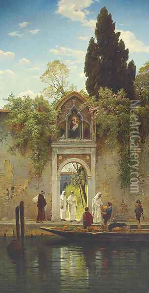 L'Arrivo del fruitivendolo in convento à Venezia Oil Painting - Hermann David Salomon Corrodi