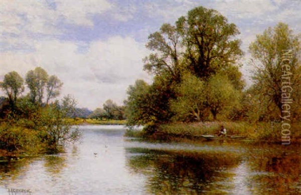 A Quiet Stretch Of River Oil Painting - Alfred Augustus Glendening Sr.