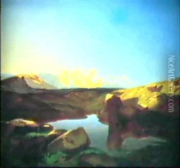 Sonnenaufgang Uber Dem Monte Rosa Oil Painting - Alexandre Calame