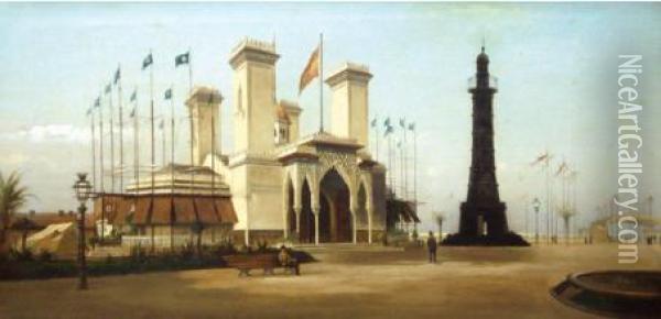 Le Pavillon Espagnol A L'exposition Universelle De 1889. Oil Painting - Achile Batiztutzzi