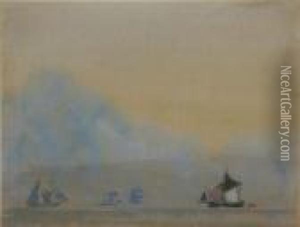 Sailboats On The Mediterranean Oil Painting - Arthur Bowen Davies