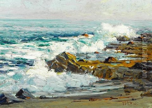 The Surging Sea, Laguna Beach Oil Painting - Anna Althea Hills