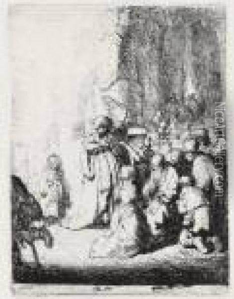 The Presentation In The Temple 
With The Angel: Small Plate (b., Holl. 51; H. 18; Bb. 30-c) Oil Painting - Rembrandt Van Rijn