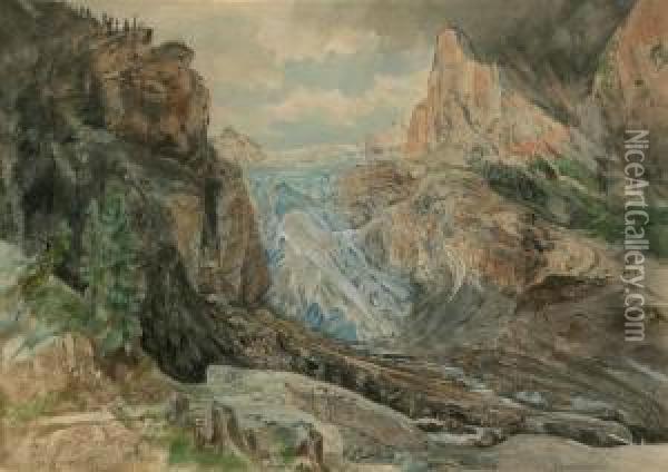 Gletscher In Den Osterreichischen Alpen Oil Painting - Thomas Ender
