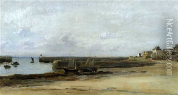 Port De Peche En Normandie Oil Painting - Pierre Emmanuel Eugene Damoye