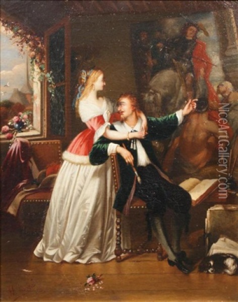 Het Atelier Van Sir Anthony Van Dyck Oil Painting - Florentin Houze