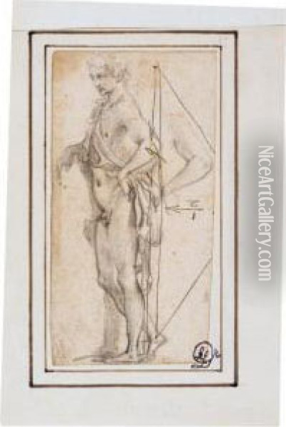 Standing Youthful Hercules, Possibly After The Antique Oil Painting - Francesco Vanni