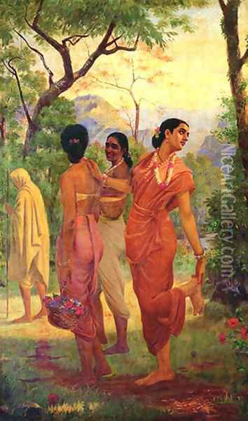 Sakunthala 2 Oil Painting - Raja Ravi Varma