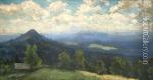 A Mountainous Landscape Oil Painting - Gustav Macoun