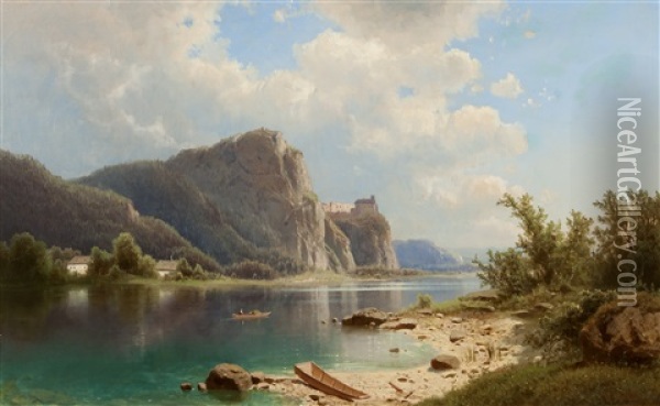 Na Jezere Oil Painting - Adolf Chwala