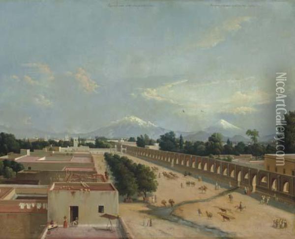 Acueducto De Chapultepec Oil Painting - Edouard Pingret