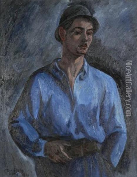 Homme En Bleu Oil Painting - Simon Mondzain