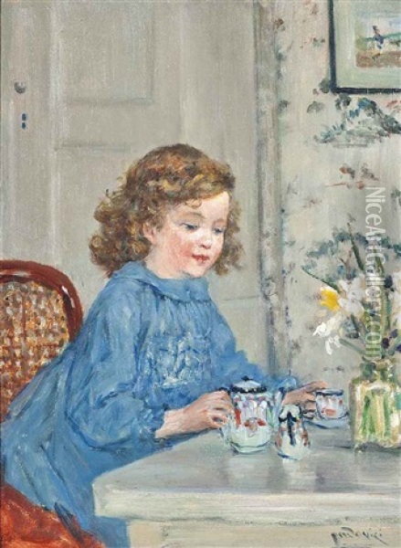 Tea-time Oil Painting - Albert Ludovici Jr.