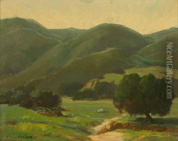 California Foothill Landscape S L/l: C.l. Larzelere O/masonite 16x20 Oil Painting - Charles Laverne Larzelere