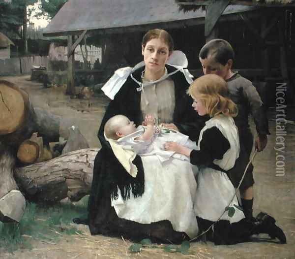 The New Baby, c.1886-88 Oil Painting - Alexander Mann