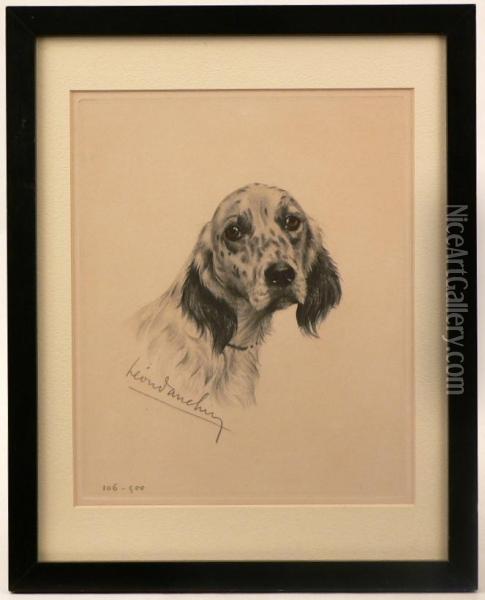 A Portrait Of A Dog Oil Painting - Leon Danchin
