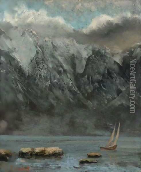 Bords Du Lac Leman Oil Painting - Gustave Courbet