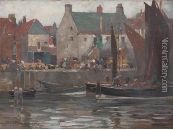 Eyemouth Harbour Oil Painting - James Whitelaw Hamilton