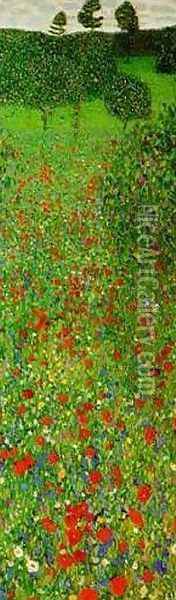 A Field of Poppies Oil Painting - Gustav Klimt