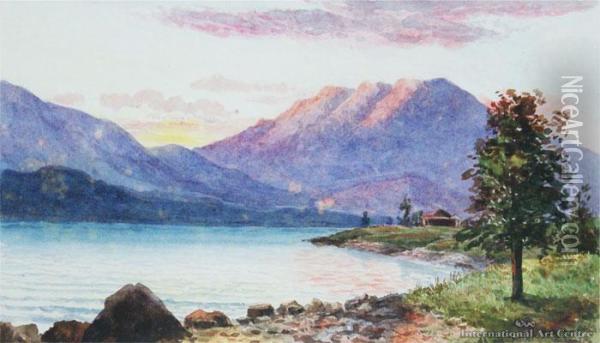 Sunset, Lake Te Anau Oil Painting - Thomas Darby Ryan