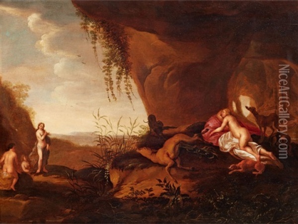Felsengrotte Mit Diana Und Nymphen Oil Painting - Abraham van Cuylenborch