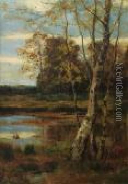 ''birches By A Pond'' Oil Painting - Edward B. Gay