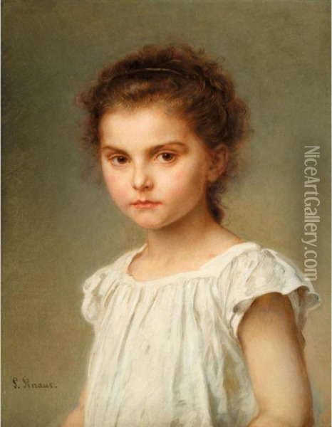 Brustbild Eines Kleinen Madchens (half-length Portrait Of A Girl) Oil Painting - Ludwig Knaus