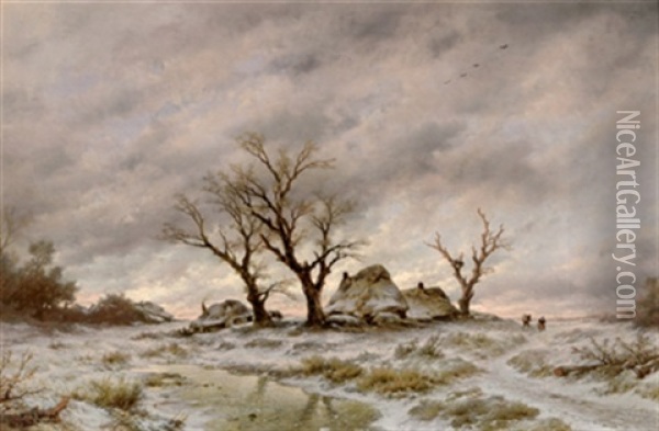 Winterlandschaft Im Abendrot Oil Painting - Remigius Adrianus van Haanen