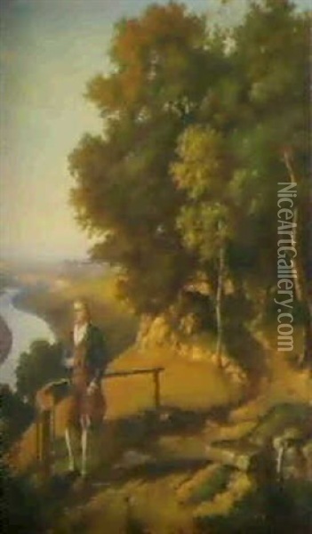 Spazierganger Auf Anhohe Oil Painting - Adolf Methfessel