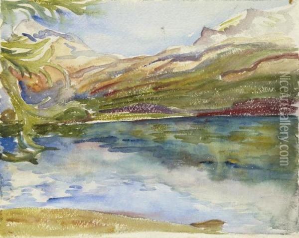 Silsersee, Um 1918-20 Oil Painting - Giovanni Giacometti