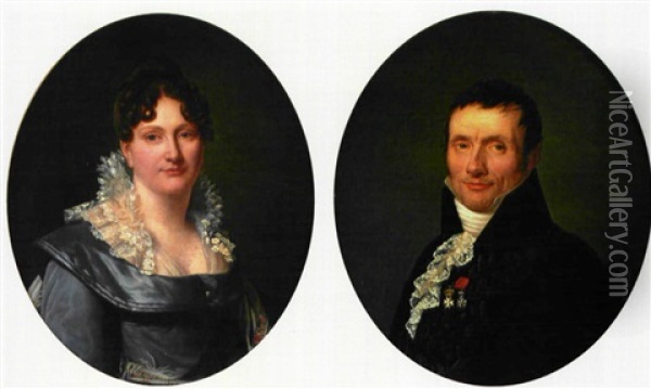 Portrait D'homme (+ Portrait De Femme; Pair) Oil Painting - Henri Francois Riesener