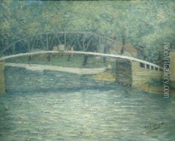 Bridge Over Canal Oil Painting - Aaron Harry Gorson