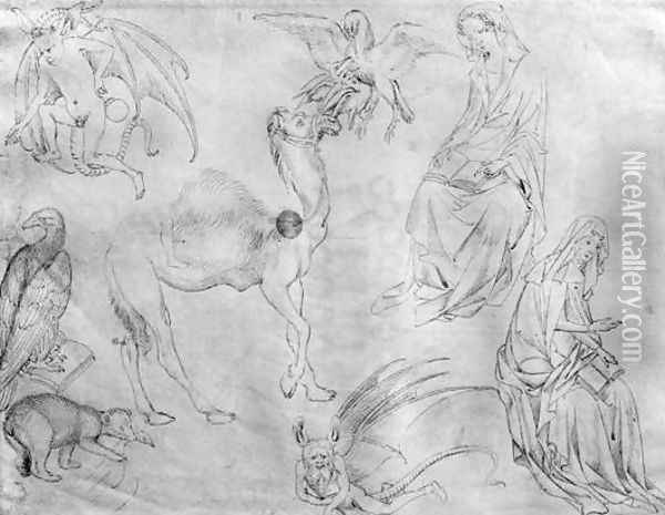 Sheet of studies, from the The Vallardi Album Oil Painting - Antonio Pisano (Pisanello)