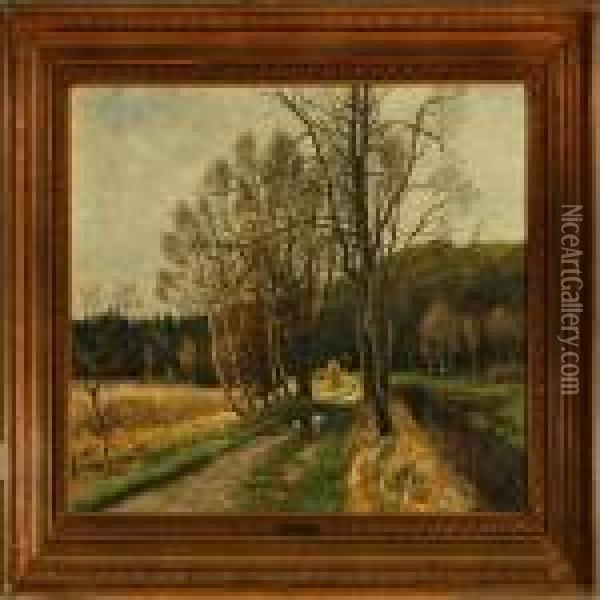 Autumn Day At Naesseskoven Forest In Holte Oil Painting - Olaf Viggo Peter Langer