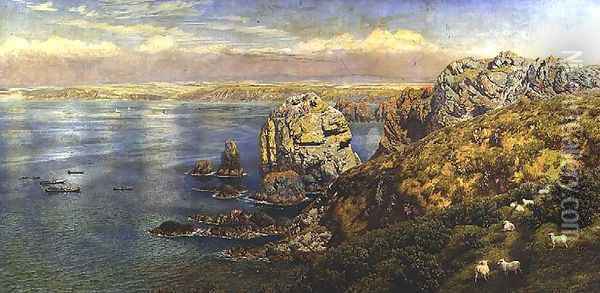 Mount's Bay, Cornwall 1877 Oil Painting - John Edward Brett